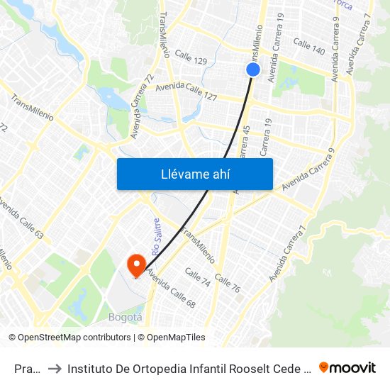 Prado to Instituto De Ortopedia Infantil Rooselt Cede Propace map