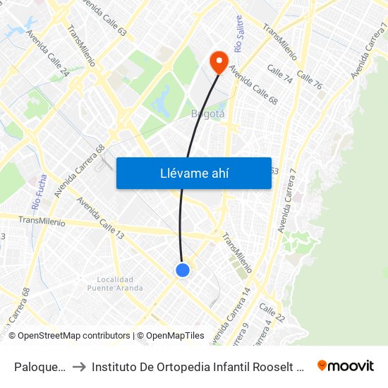 Paloquemao to Instituto De Ortopedia Infantil Rooselt Cede Propace map