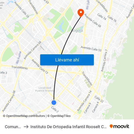 Comuneros to Instituto De Ortopedia Infantil Rooselt Cede Propace map