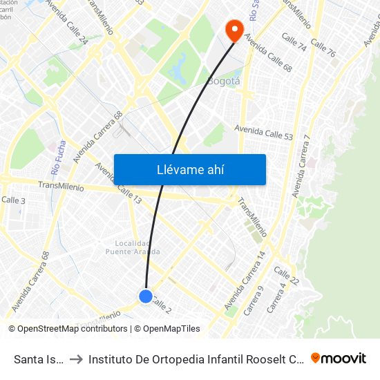 Santa Isabel to Instituto De Ortopedia Infantil Rooselt Cede Propace map