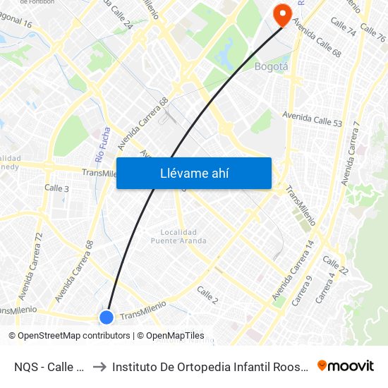 NQS - Calle 38a Sur to Instituto De Ortopedia Infantil Rooselt Cede Propace map