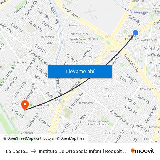 La Castellana to Instituto De Ortopedia Infantil Rooselt Cede Propace map