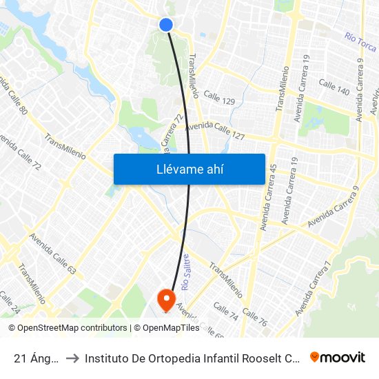 21 Ángeles to Instituto De Ortopedia Infantil Rooselt Cede Propace map