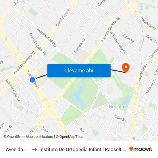 Avenida Rojas to Instituto De Ortopedia Infantil Rooselt Cede Propace map