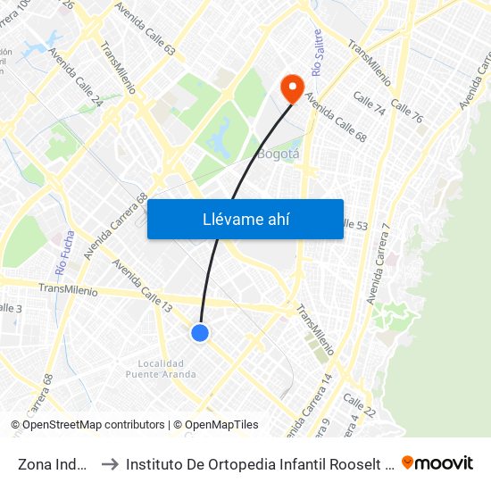 Zona Industrial to Instituto De Ortopedia Infantil Rooselt Cede Propace map