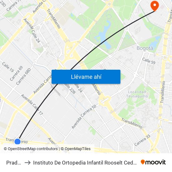 Pradera to Instituto De Ortopedia Infantil Rooselt Cede Propace map