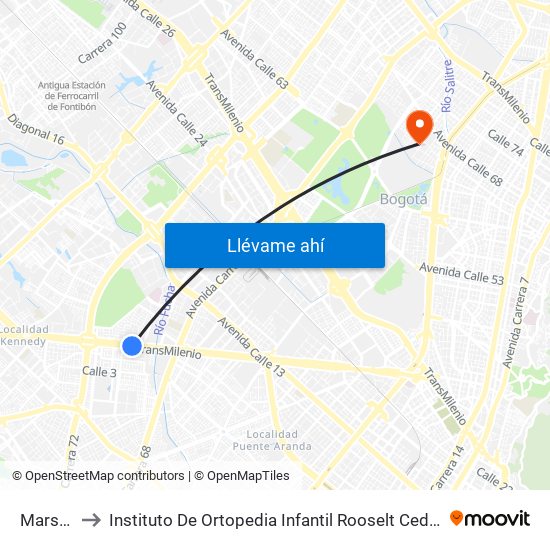 Marsella to Instituto De Ortopedia Infantil Rooselt Cede Propace map
