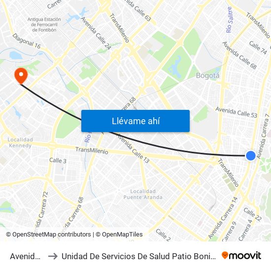 Avenida 39 to Unidad De Servicios De Salud Patio Bonito El Tintal map