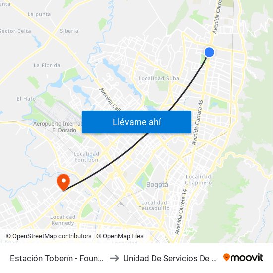 Estación Toberín - Foundever (Auto Norte - Cl 166) to Unidad De Servicios De Salud Patio Bonito El Tintal map