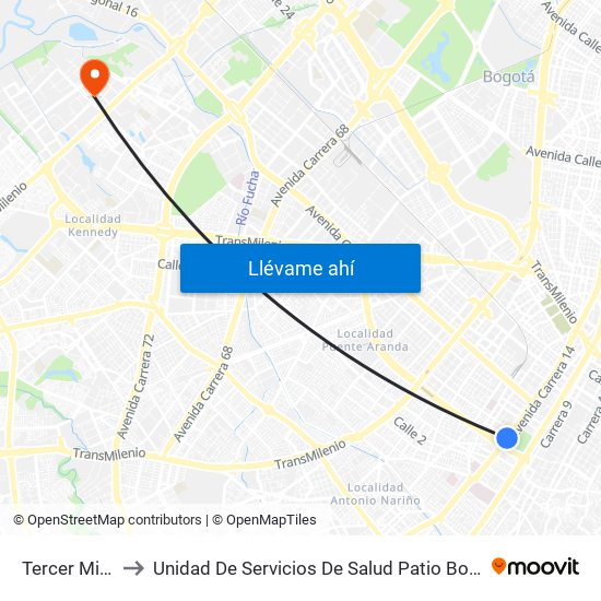 Tercer Milenio to Unidad De Servicios De Salud Patio Bonito El Tintal map