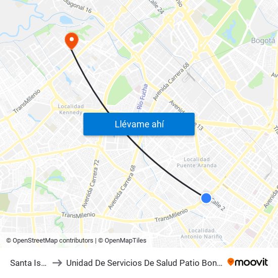 Santa Isabel to Unidad De Servicios De Salud Patio Bonito El Tintal map