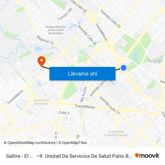 Salitre - El Greco to Unidad De Servicios De Salud Patio Bonito El Tintal map