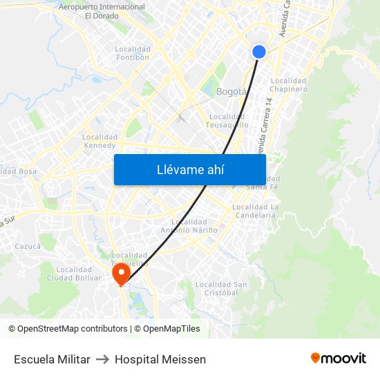 Escuela Militar to Hospital Meissen map
