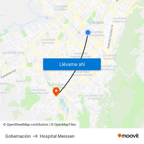 Gobernación to Hospital Meissen map
