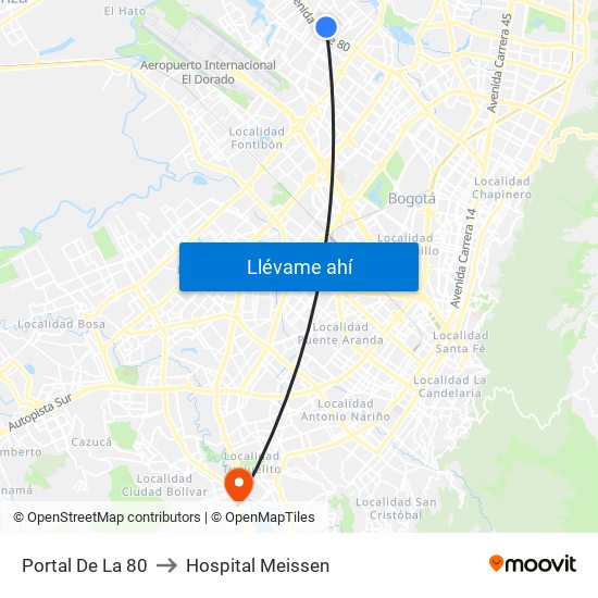 Portal De La 80 to Hospital Meissen map