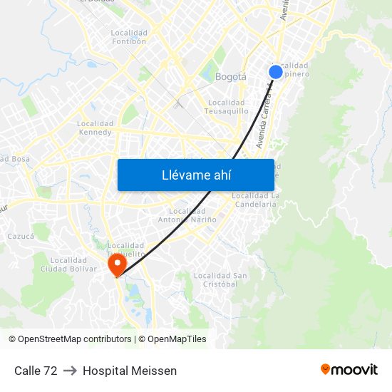 Calle 72 to Hospital Meissen map