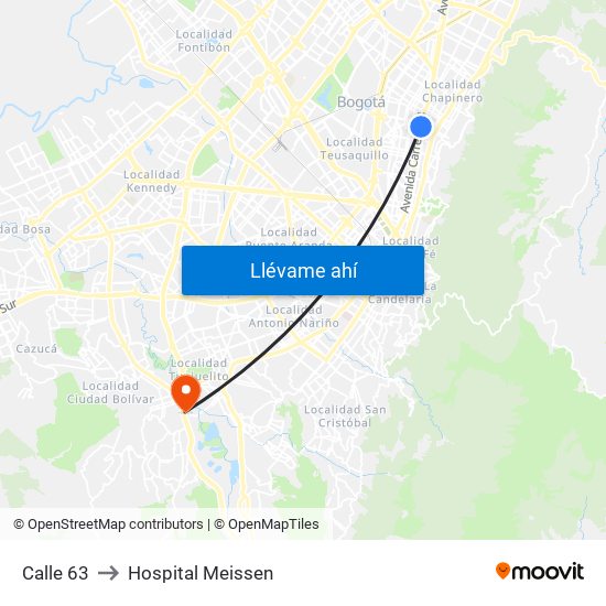 Calle 63 to Hospital Meissen map