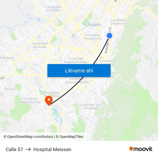 Calle 57 to Hospital Meissen map