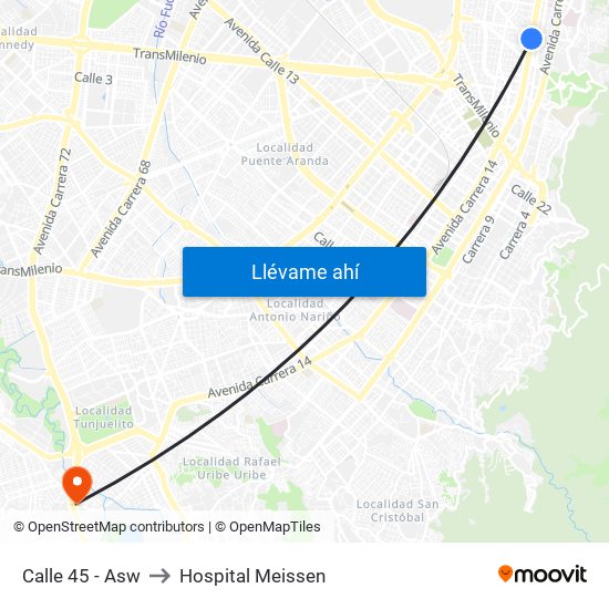 Calle 45 - Asw to Hospital Meissen map