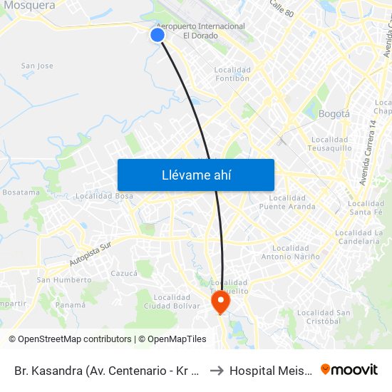 Br. Kasandra (Av. Centenario - Kr 134a) to Hospital Meissen map