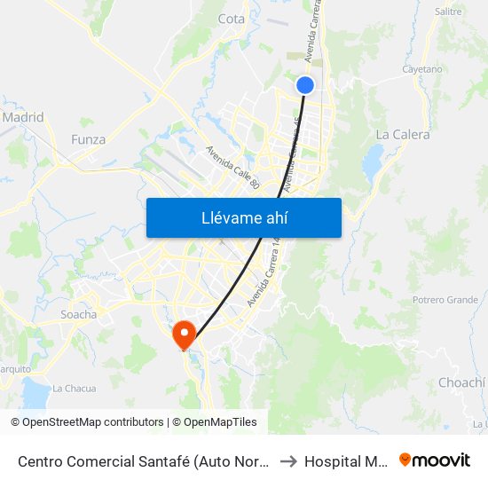 Centro Comercial Santafé (Auto Norte - Cl 187) (B) to Hospital Meissen map