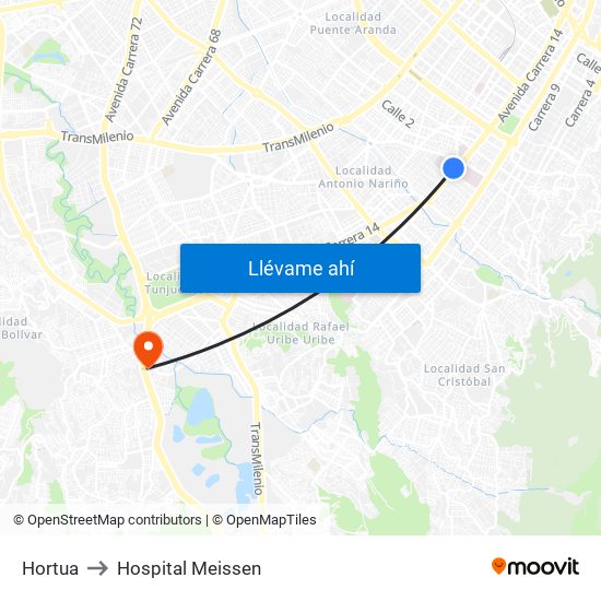 Hortua to Hospital Meissen map