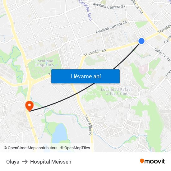 Olaya to Hospital Meissen map