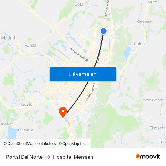 Portal Del Norte to Hospital Meissen map