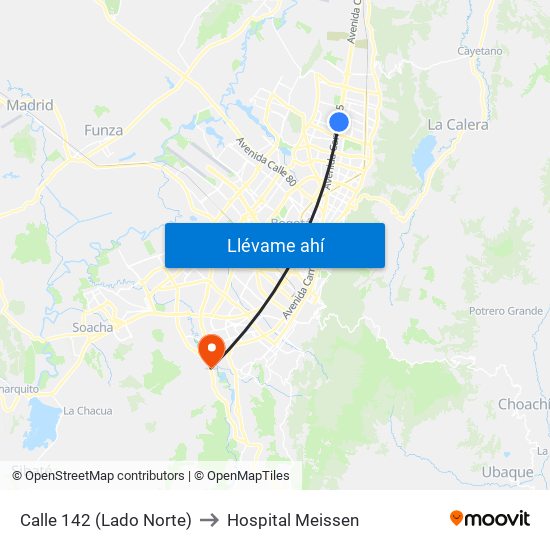 Calle 142 (Lado Norte) to Hospital Meissen map