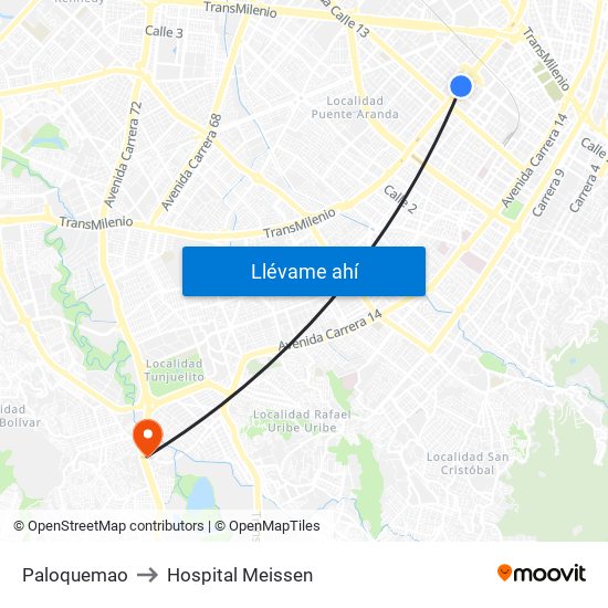 Paloquemao to Hospital Meissen map