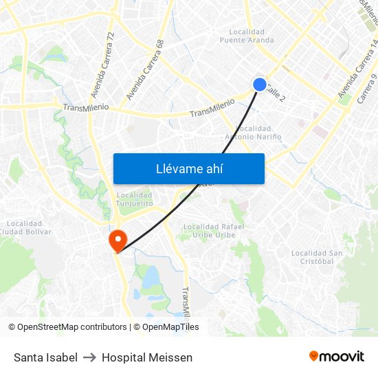 Santa Isabel to Hospital Meissen map