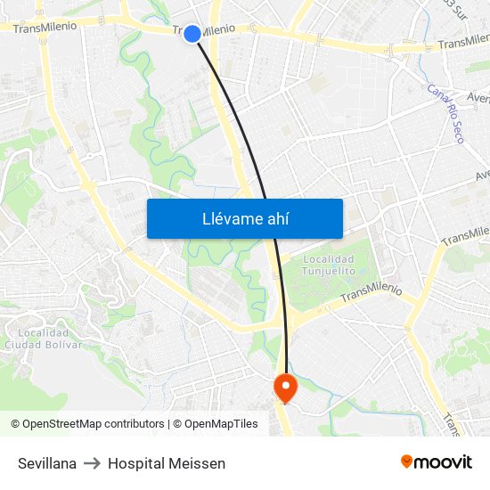 Sevillana to Hospital Meissen map