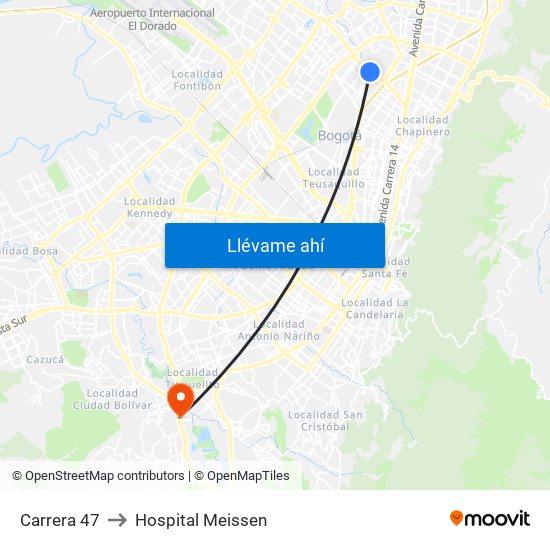 Carrera 47 to Hospital Meissen map