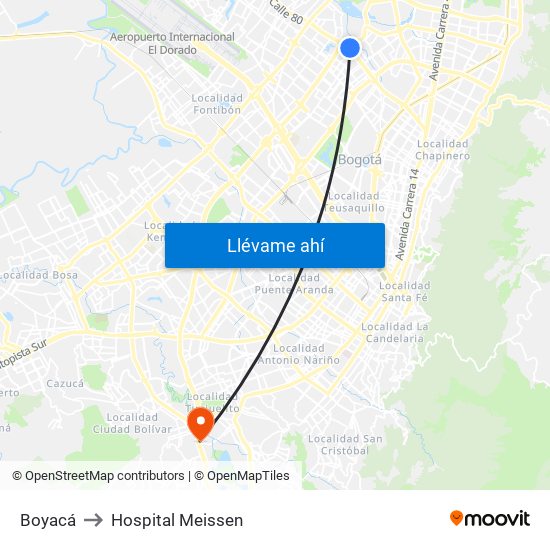 Boyacá to Hospital Meissen map