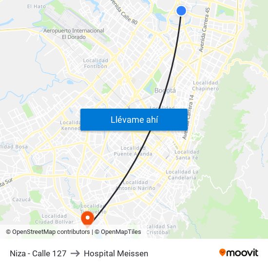 Niza - Calle 127 to Hospital Meissen map