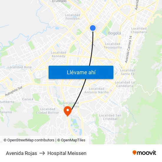 Avenida Rojas to Hospital Meissen map