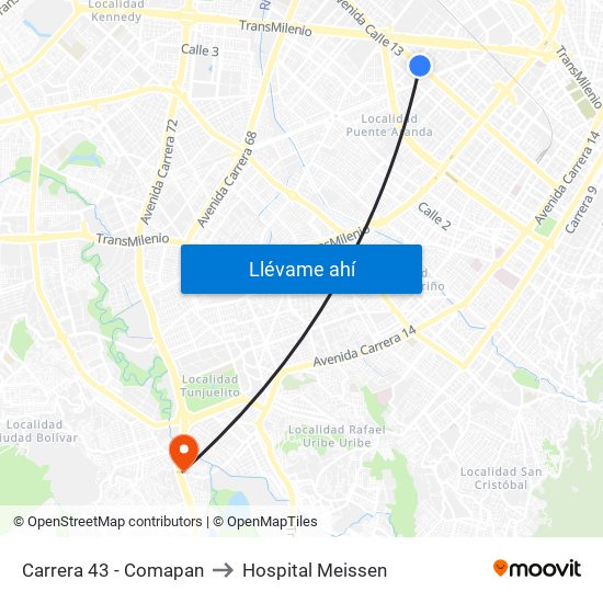 Carrera 43 - Comapan to Hospital Meissen map