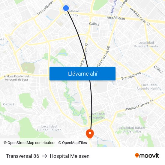 Transversal 86 to Hospital Meissen map