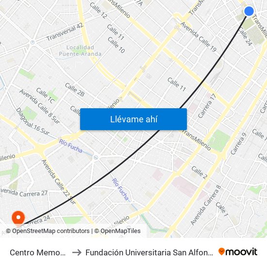 Centro Memoria to Fundación Universitaria San Alfonso map
