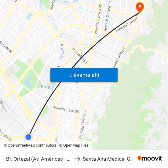 Br. Ortezal (Av. Américas - Tv 39) to Santa Ana Medical Center map