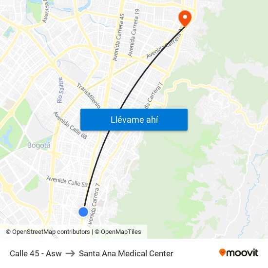 Calle 45 - Asw to Santa Ana Medical Center map