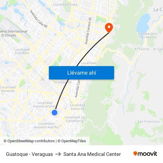 Guatoque - Veraguas to Santa Ana Medical Center map
