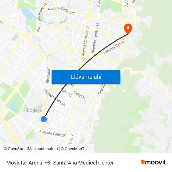 Movistar Arena to Santa Ana Medical Center map