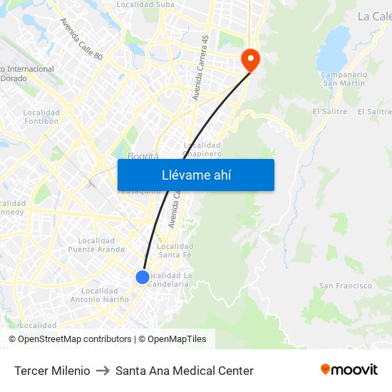 Tercer Milenio to Santa Ana Medical Center map