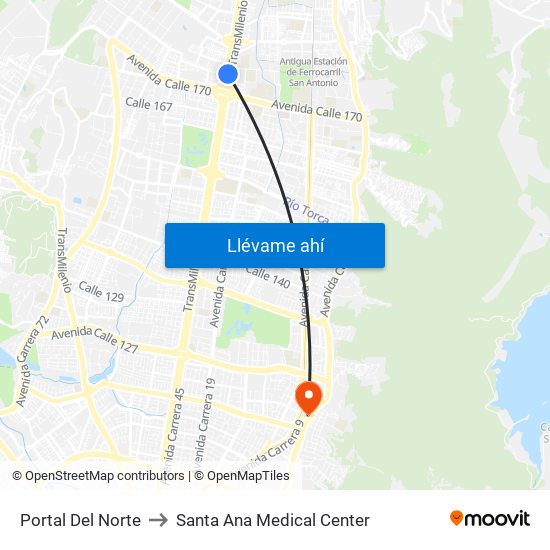 Portal Del Norte to Santa Ana Medical Center map