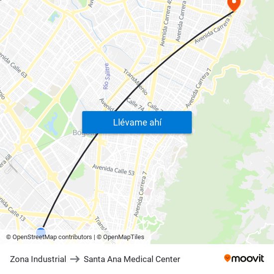 Zona Industrial to Santa Ana Medical Center map