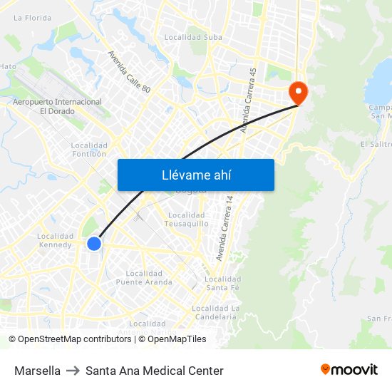 Marsella to Santa Ana Medical Center map