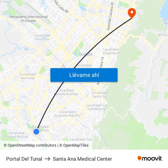 Portal Del Tunal to Santa Ana Medical Center map