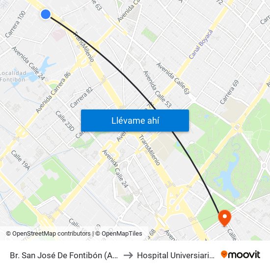 Br. San José De Fontibón (Ac 26 - Kr 96a) to Hospital Universiario Nacional map