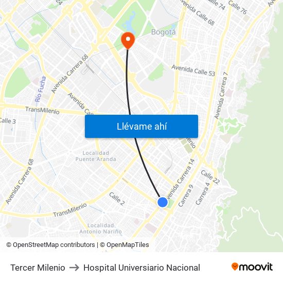 Tercer Milenio to Hospital Universiario Nacional map